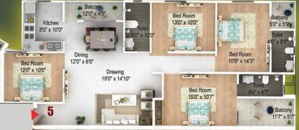 4 BHK Flat in ShriAaditya Shaurya Kunj in Pundag, Ranchi - Image 902487