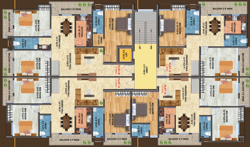 Floor Plan of Aashiyana Homes Amoha Heights in Hesag, Ranchi - Image 368741