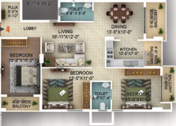 3 BHK Flat in Prarthana Solitaire in Hindpiri, Ranchi - Image 902559