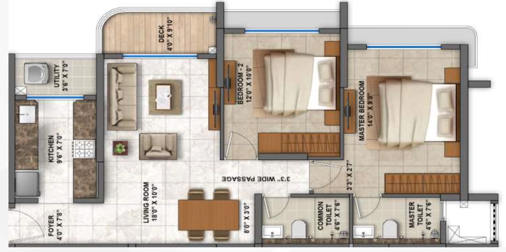 2 BHK Flat in Lodha Casa Magnolia in Dombivli East, Thane - Image 899350