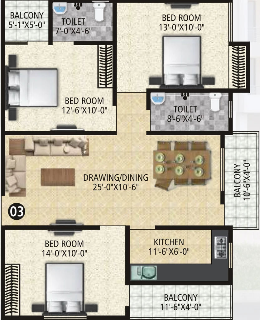 3 BHK Flat in Abhinav Heights in Danapur, Patna - Image 901783