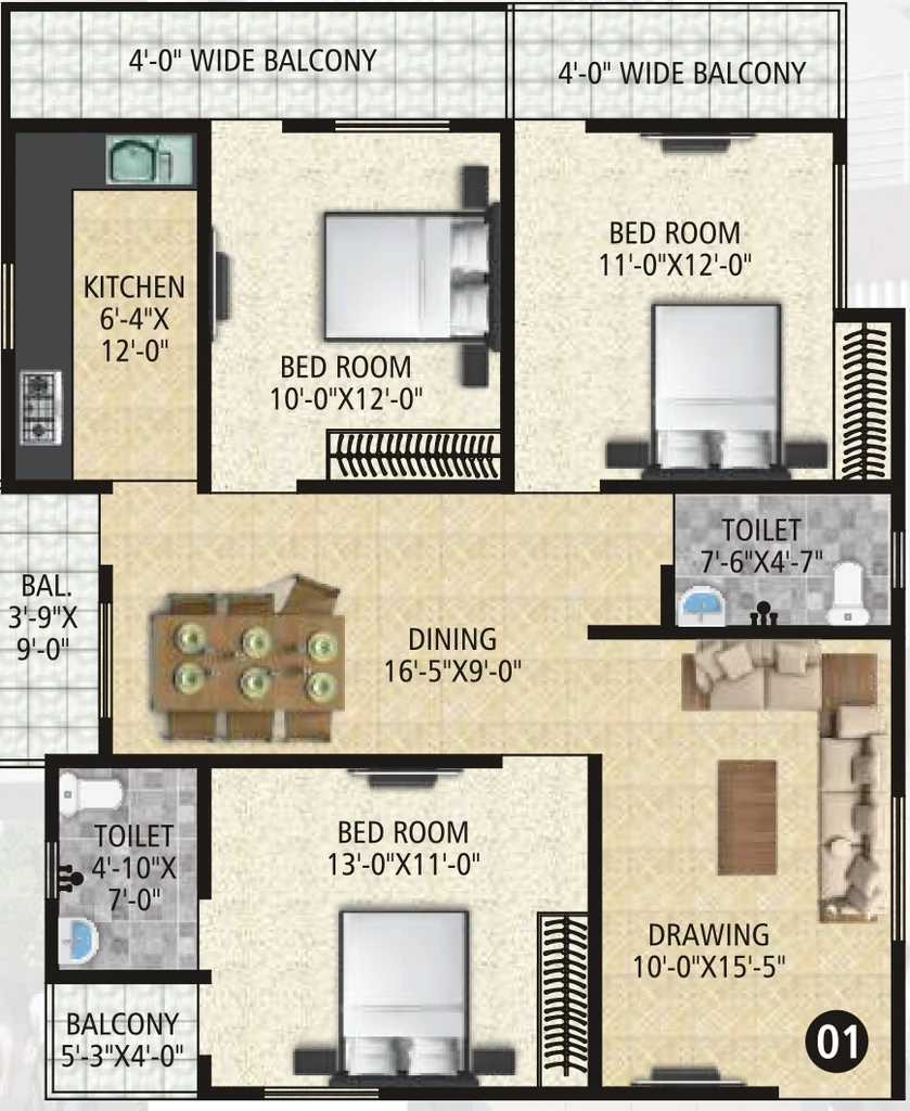 3 BHK Flat in Abhinav Heights in Danapur, Patna - Image 901784