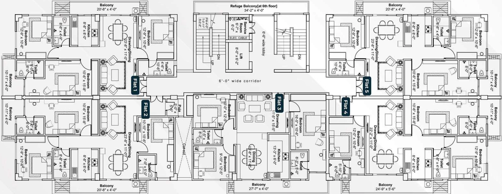 Floor Plan of Vanasthali Anju Sumitra Tower in Khagaul Road, Patna - Image 367875