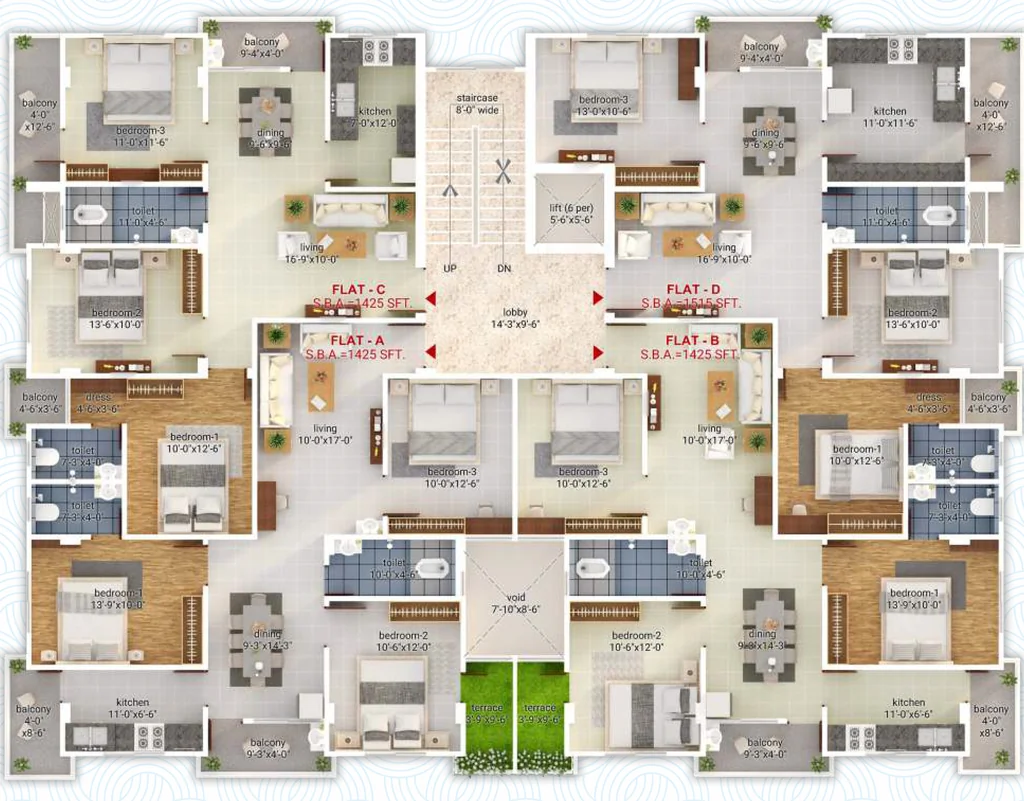 Floor Plan of Sky Maa Janki Residency in Namkum, Ranchi - Image 415214
