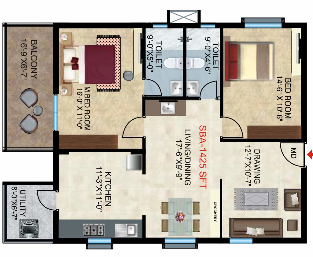 2 BHK Flat in Home Town Heights in Kowkoor, Hyderabad - Image 900439