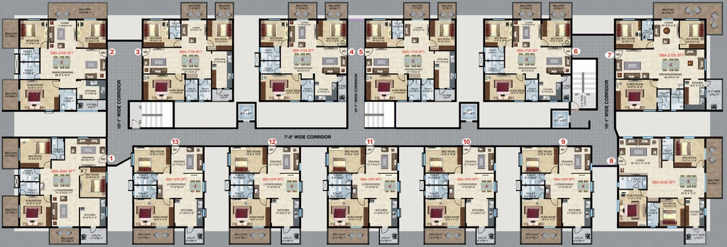 Floor Plan of Home Town Heights in Kowkoor, Hyderabad - Image 366078