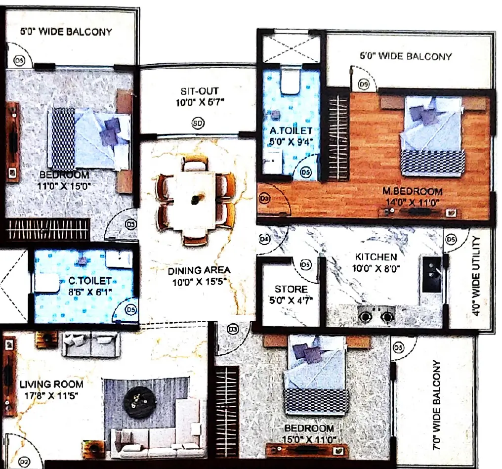 3 BHK Flat in R K Prachi Enclave in Hesag, Ranchi - Image 903980