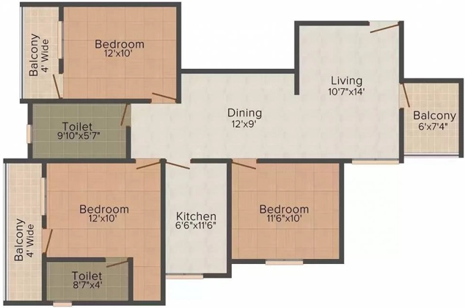 3 BHK Flat in Ananya Akshra Enclave in Hesag, Ranchi - Image 904011
