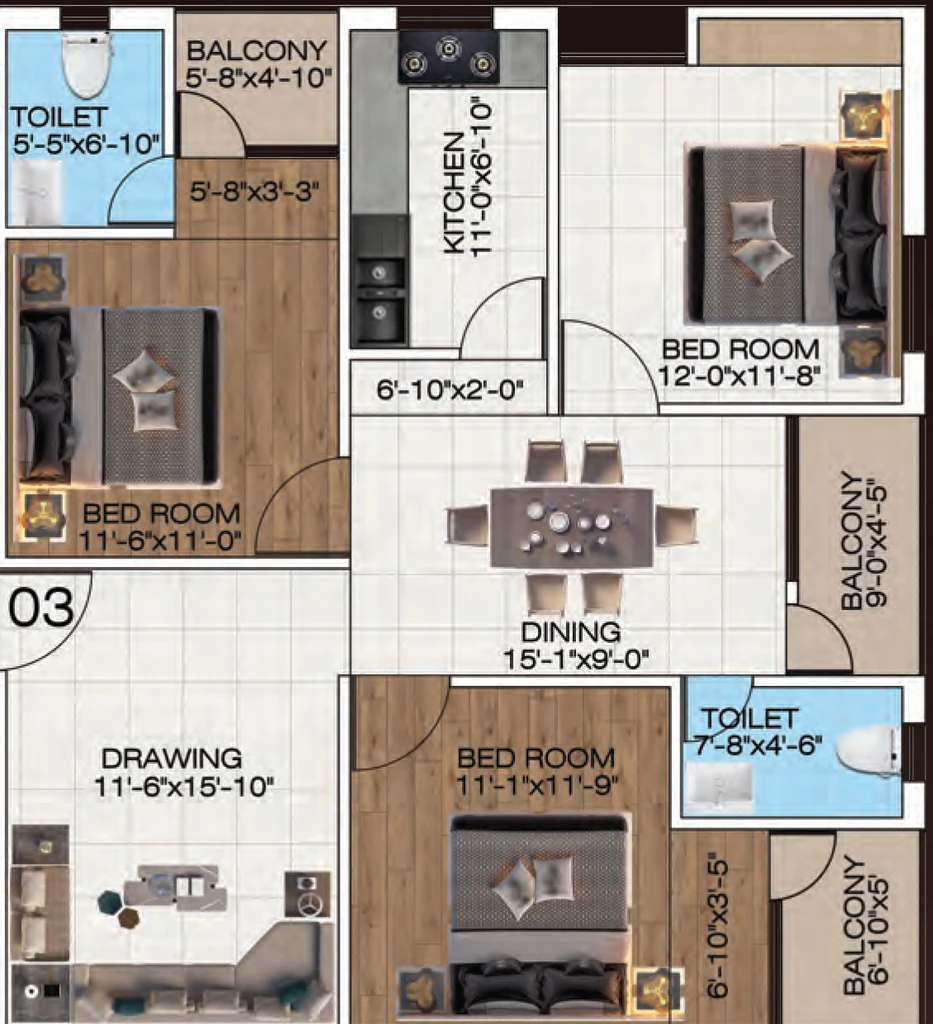 3 BHK Flat in Maa Raghuvansh Apartment in Hesag, Ranchi - Image 903994