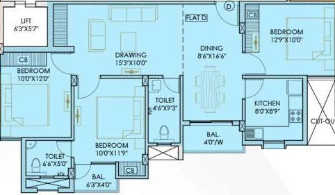 3 BHK Flat in Unno Chitrakoot Apartment in Doranda, Ranchi - Image 904005