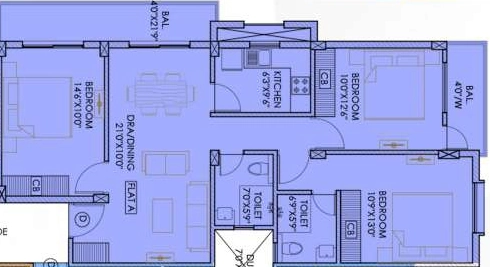 3 BHK Flat in Unno Chitrakoot Apartment in Doranda, Ranchi - Image 904006