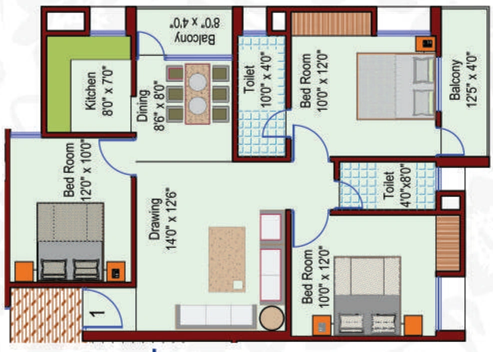 3 BHK Flat in Shree Ramdeo Garden Block C in Namkum, Ranchi - Image 904002