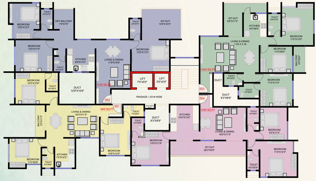 Floor Plan of Ashwamedh Sweet Home CHS in Erandwane, Pune - Image 366298