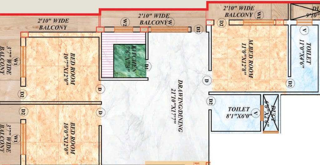 3 BHK Flat in Shivay Kuntal Sabha in Hesal, Ranchi - Image 903998