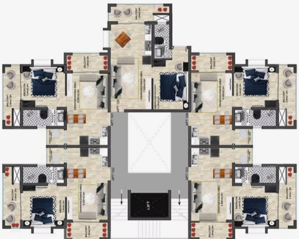 Floor Plan of Alyf Calangute Heights in Calangute, Goa - Image 367995