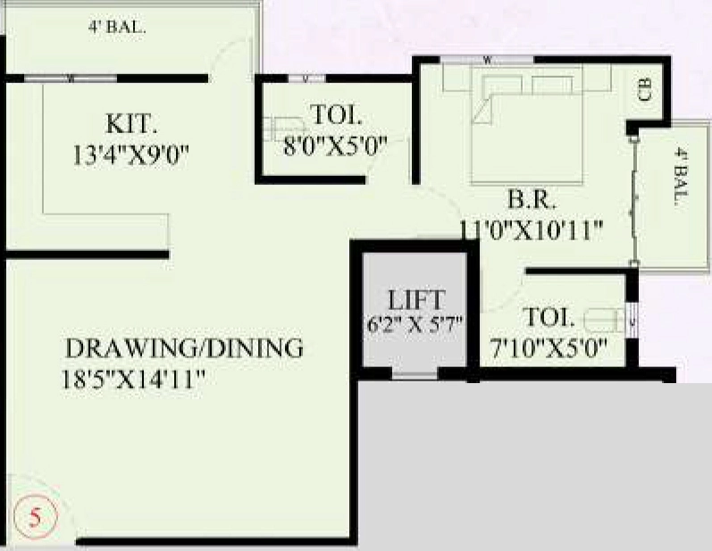 1 BHK Flat in Dice Chandranain Heights in Morabadi, Ranchi - Image 903987