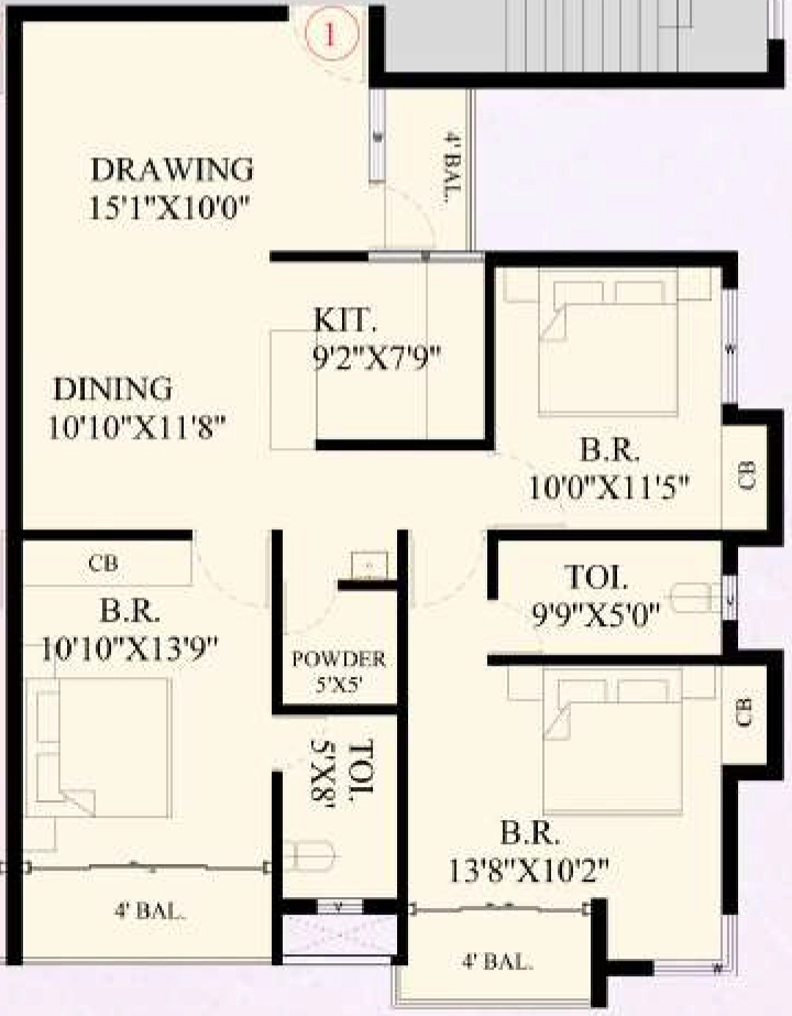 3 BHK Flat in Dice Chandranain Heights in Morabadi, Ranchi - Image 903988