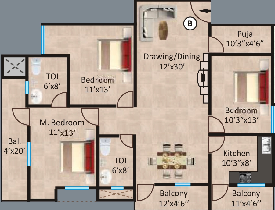 3 BHK Flat in Geetanjali Green in Morabadi, Ranchi - Image 903992