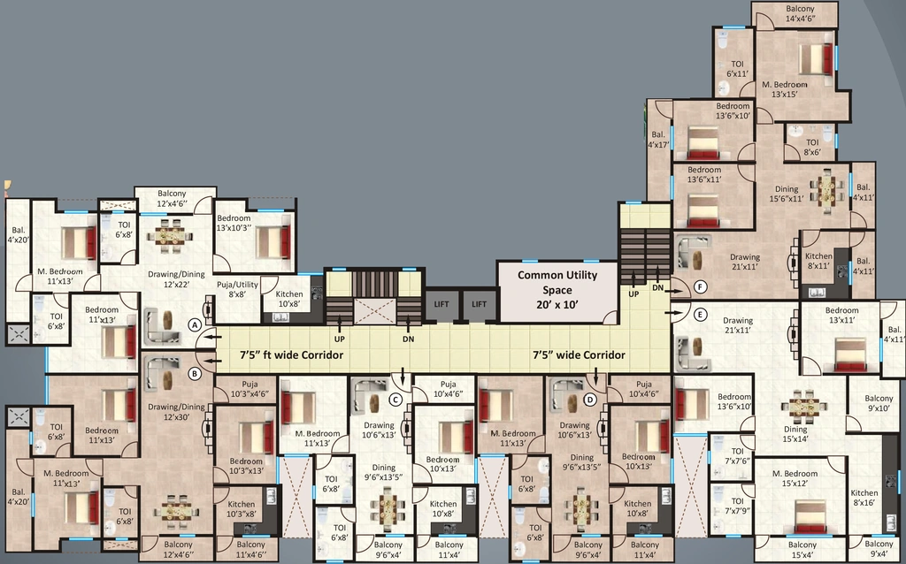 Floor Plan of Geetanjali Green in Morabadi, Ranchi - Image 371203