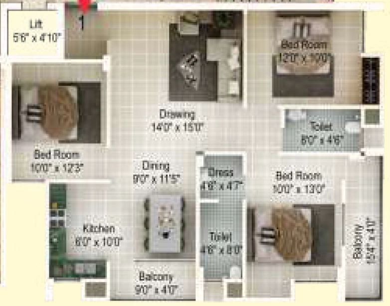 3 BHK Flat in Morias Symphony Condos Phase 2 in Boreya, Ranchi - Image 904323