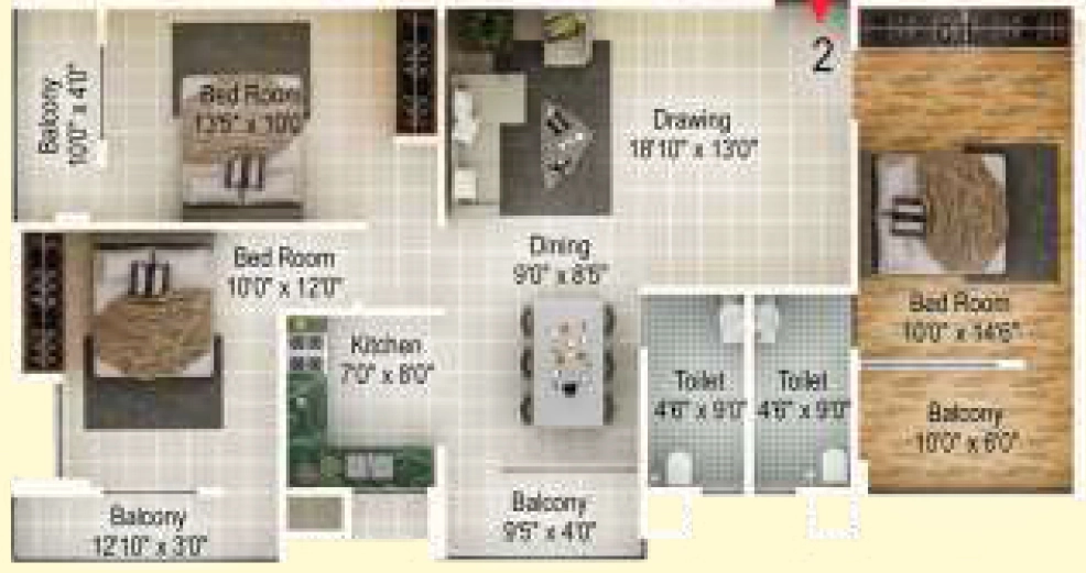 3 BHK Flat in Morias Symphony Condos Phase 2 in Boreya, Ranchi - Image 904324