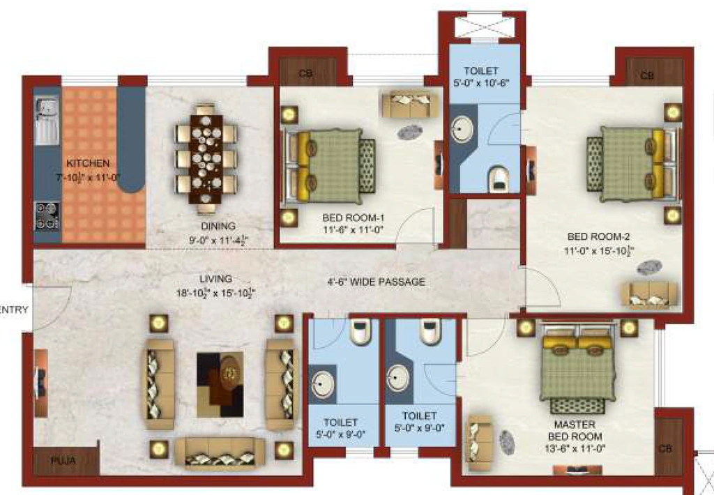 3 BHK Flat in Pawansut Kailasa in Pandra, Ranchi - Image 904332