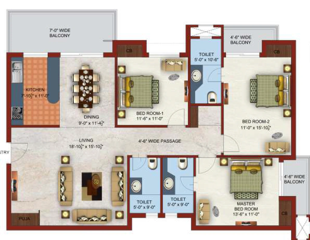 3 BHK Flat in Pawansut Kailasa in Pandra, Ranchi - Image 904333