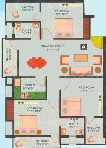 3 BHK Flat in Bharat Janki Kunj in Pandra, Ranchi - Image 904346