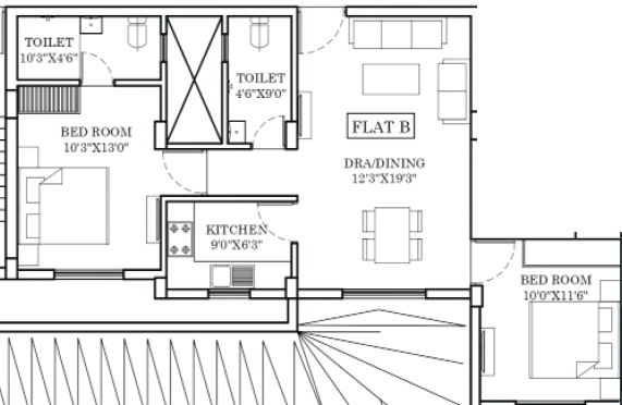 2 BHK Flat in DK Oak Jaipal Enclave in Namkum, Ranchi - Image 904366