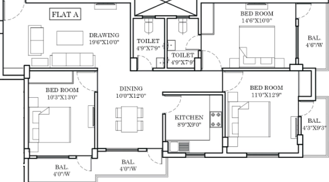 3 BHK Flat in DK Oak Jaipal Enclave in Namkum, Ranchi - Image 904369