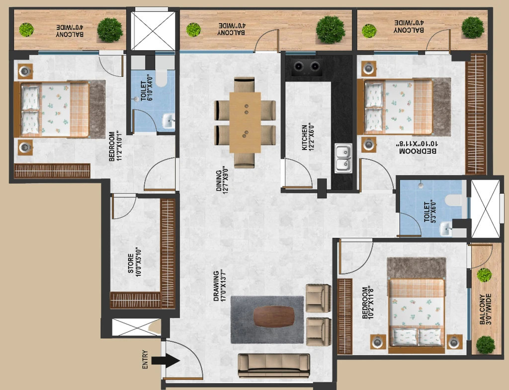 3 BHK Flat in Bishram Kaushalya Kutir in Namkum, Ranchi - Image 904372