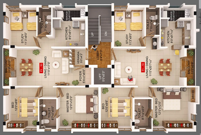 Floor Plan of Acacia Magizham in Valasaravakkam, Chennai - Image 368118