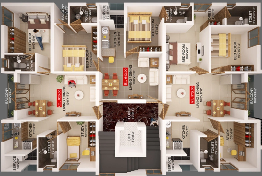 Floor Plan of Acacia Shenbagam in Valasaravakkam, Chennai - Image 368123