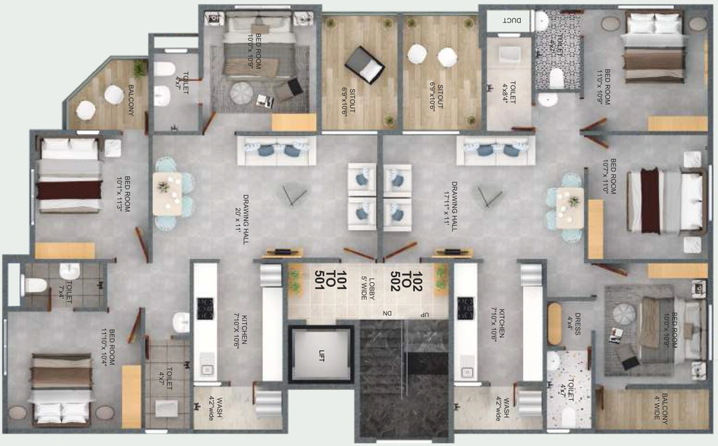 Floor Plan of Hi Tech Lalit Residency in Manish Nagar, Nagpur - Image 369191