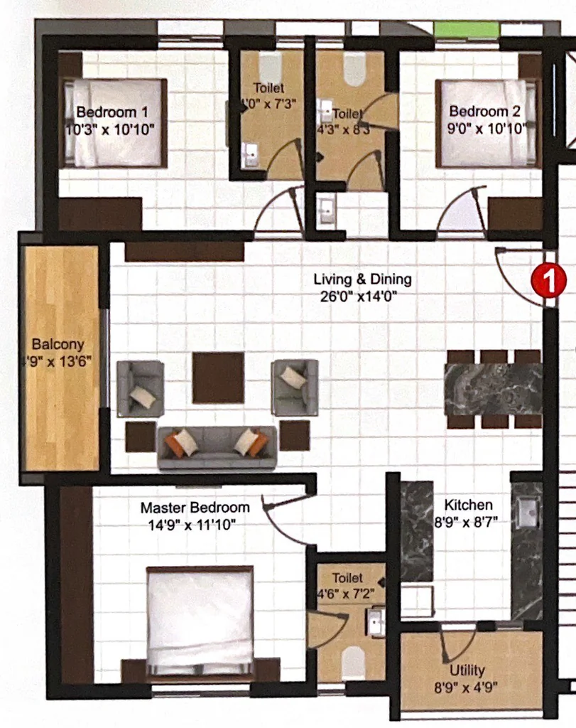 3 BHK Flat in Cauvery Krishna in Dulapally, Hyderabad - Image 903253