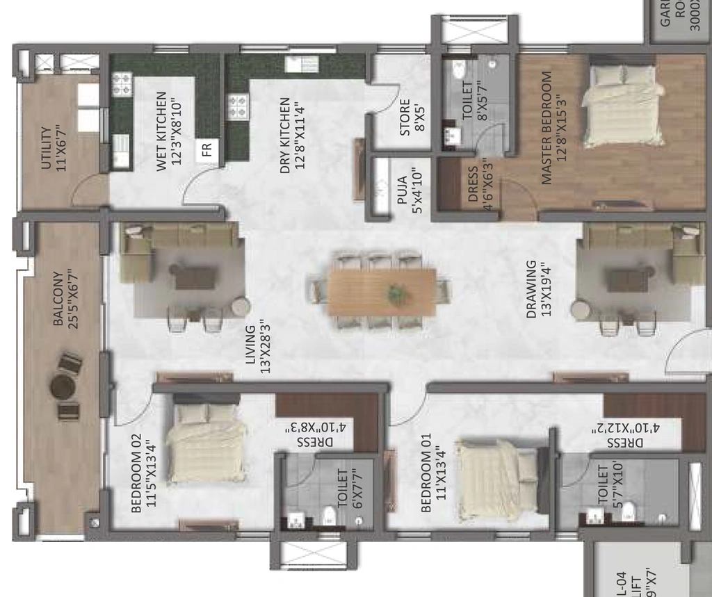 3 BHK Flat in Gangothri Prithvi Towers in Manikonda, Hyderabad - Image 903279