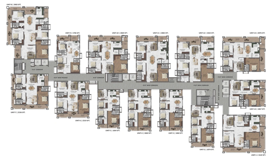 Floor Plan of Gangothri Prithvi Towers in Manikonda, Hyderabad - Image 369954