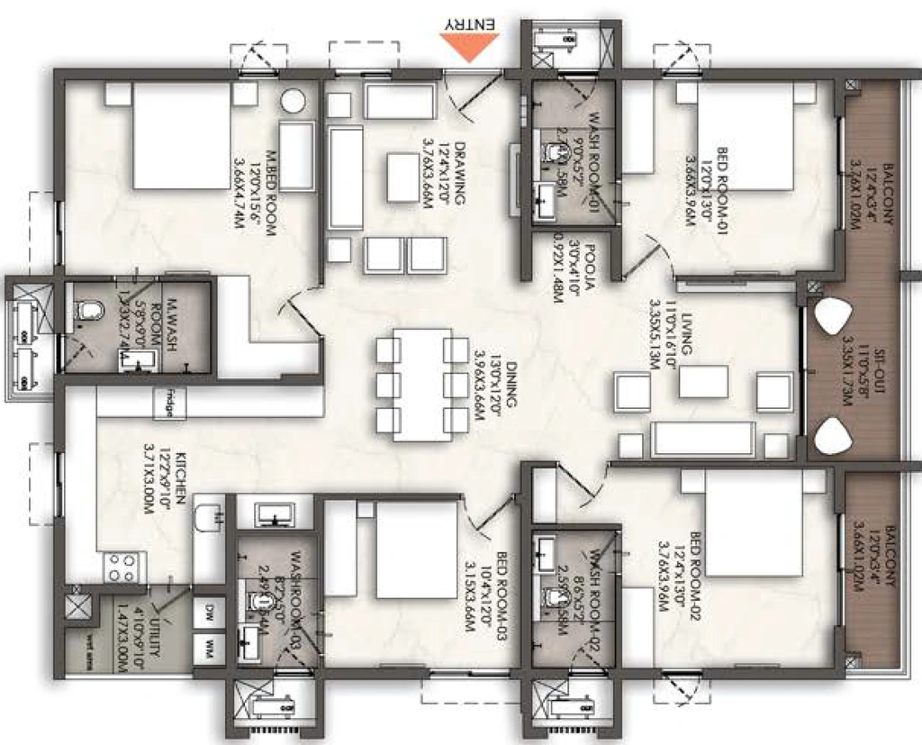 4 BHK Flat in Brigade Enclave in Moti Nagar, Hyderabad - Image 903130