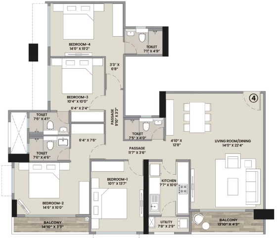 4 BHK Flat in Hiranandani Bay Heights in Bandra West, Mumbai - Image 903781