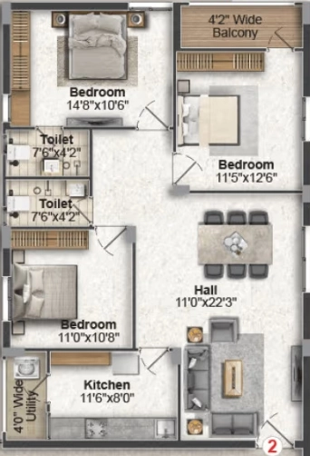 3 BHK Flat in Greater Infra Lavender in Ameenpur, Hyderabad - Image 903521