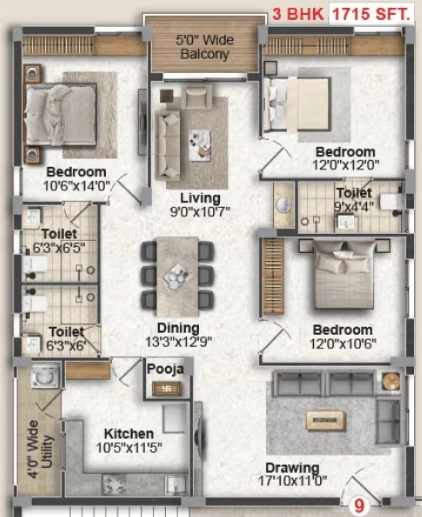 3 BHK Flat in Greater Infra Lavender in Ameenpur, Hyderabad - Image 903522