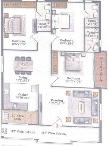 3 BHK Flat in Greater Infra Lilac in Ameenpur, Hyderabad - Image 903524