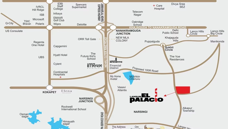 Location of Lansum El Palacio in Puppalaguda, Hyderabad - Image 370296
