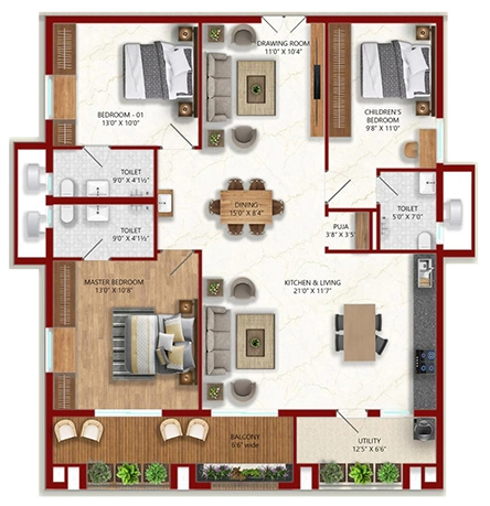 3 BHK Flat in Eeshanya Miliarium in Kollur, Hyderabad - Image 903545