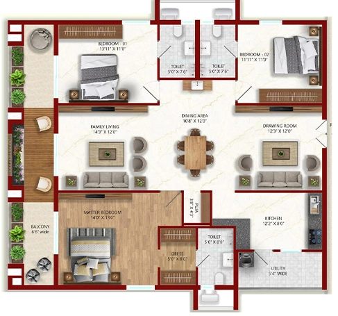 3 BHK Flat in Eeshanya Miliarium in Kollur, Hyderabad - Image 903548