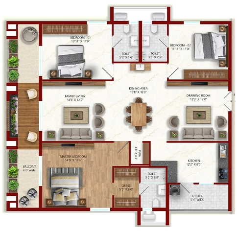 3 BHK Flat in Eeshanya Miliarium in Kollur, Hyderabad - Image 903549