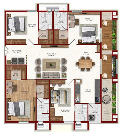 4 BHK Flat in Eeshanya Miliarium in Kollur, Hyderabad - Image 903552