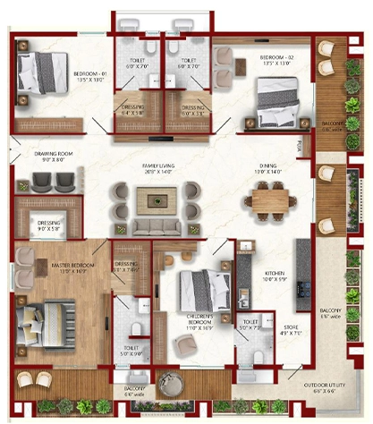 4 BHK Flat in Eeshanya Miliarium in Kollur, Hyderabad - Image 903554