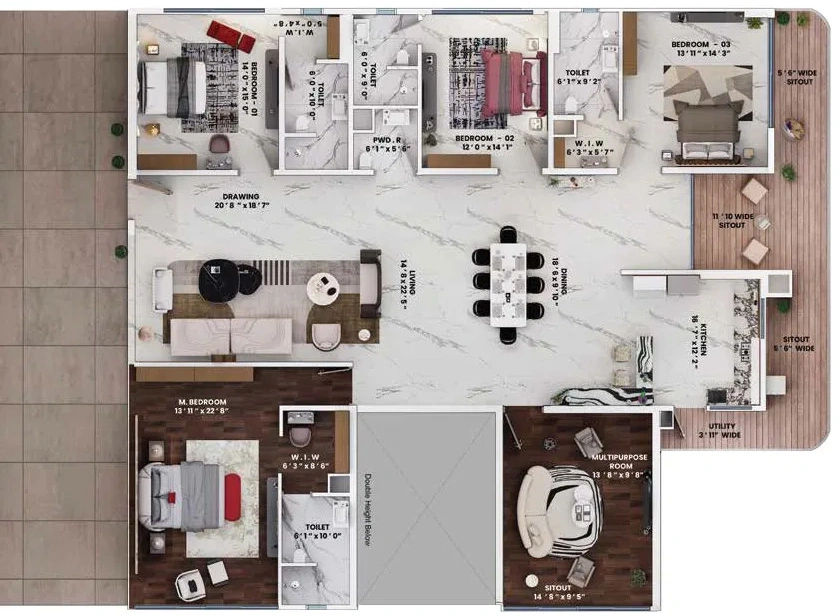 5 BHK Flat in DE Blueoak Trilight Rise With 9 in Kokapet, Hyderabad - Image 903661