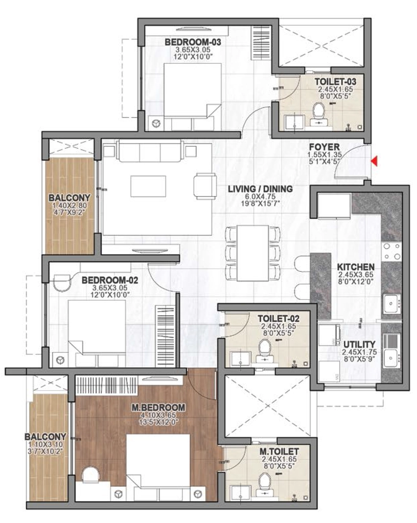 2 BHK Flat in Ebony At Brigade Orchards in Devanahalli, Bangalore - Image 903581